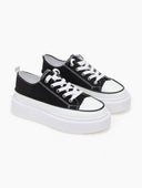 Sneakers πάνινα με ψηλή σόλα - Μαύρο - thefashionproject.gr - The Fashion Project
