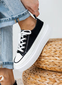 Sneakers πάνινα με ψηλή σόλα - Μαύρο - thefashionproject.gr - The Fashion Project
