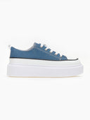 Sneakers πάνινα με ψηλή σόλα - Μπλε denim - thefashionproject.gr - The Fashion Project