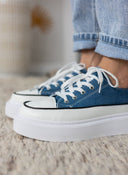 Sneakers πάνινα με ψηλή σόλα - Μπλε denim - thefashionproject.gr - The Fashion Project