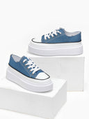 Sneakers πάνινα με ψηλή σόλα - Μπλε denim - thefashionproject.gr - The Fashion Project