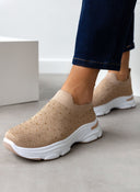 Sneakers Slip on με στρας - Τάουπε - thefashionproject.gr - The Fashion Project