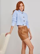 Σορτς δερματίνη με εξωτερικές τσέπες - Caramel - thefashionproject.gr - The Fashion Project