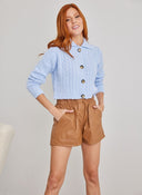 Σορτς δερματίνη με εξωτερικές τσέπες - Caramel - thefashionproject.gr - The Fashion Project