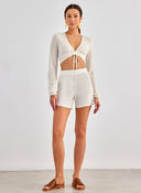 Σορτς με σχέδιο στην ύφανση Vero Moda 10317013 - Ζαχαρί - thefashionproject.gr - VERO MODA