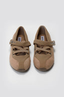 Suede Ballet Flats with Strap and Studs - Beige Suede - thefashionproject.gr - BOTEGGA 22