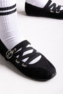 Suede Ballet Flats with Strap and Studs - Black Suede - thefashionproject.gr - BOTEGGA 22