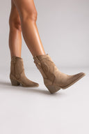Suede Cowboy Ankle Boots with Stitching Xti 144721 - Beige Suede - thefashionproject.gr - Xti Footwear