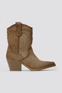 Suede Cowboy Ankle Boots with Stitching Xti 144721 - Beige Suede - thefashionproject.gr - Xti Footwear