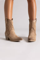 Suede Cowboy Ankle Boots with Stitching Xti 144721 - Beige Suede - thefashionproject.gr - Xti Footwear