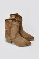 Suede Cowboy Ankle Boots with Stitching Xti 144721 - Beige Suede - thefashionproject.gr - Xti Footwear