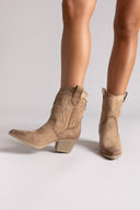 Suede Cowboy Ankle Boots with Stitching Xti 144721 - Beige Suede - thefashionproject.gr - Xti Footwear