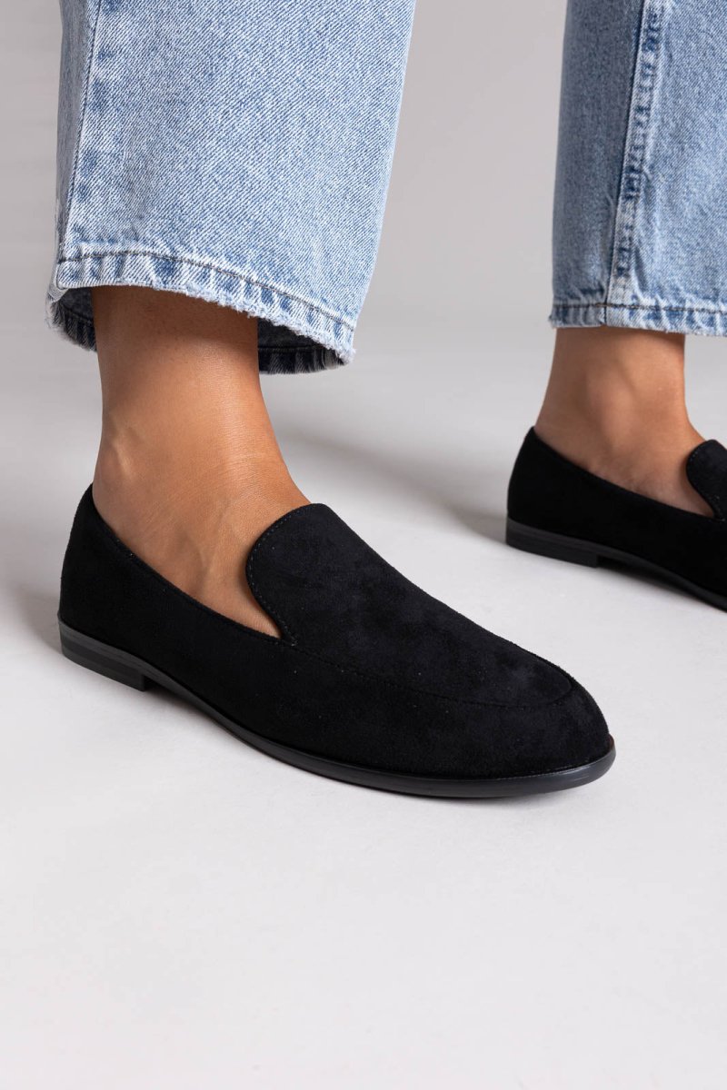 Suede Flat Loafers - Black Suede - thefashionproject.gr - Stephan