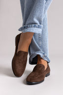 Suede Flat Loafers - Brown Suede - thefashionproject.gr - Stephan