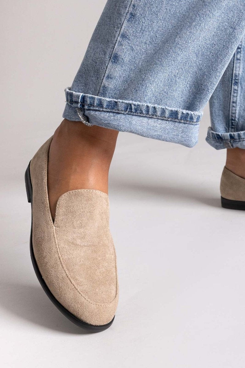 Suede Flat Loafers - Taupe Suede - thefashionproject.gr - Stephan