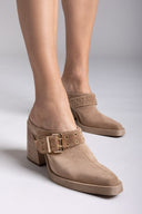 Suede Leather Clogs with Buckle TFP - Τάουπε - thefashionproject.gr - TFP - 23685035003