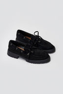 Suede Loafers with Lug Sole - Black Suede - thefashionproject.gr - Ideal shoes