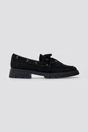 Suede Loafers with Lug Sole - Black Suede - thefashionproject.gr - Ideal shoes