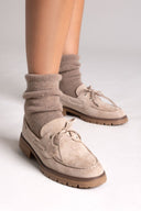 Suede Loafers with Lug Sole - Taupe Suede - thefashionproject.gr - Ideal shoes