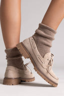Suede Loafers with Lug Sole - Taupe Suede - thefashionproject.gr - Ideal shoes