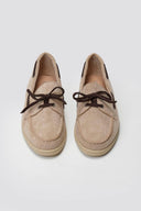 Suede Loafers with Two - Tone Laces - Beige Suede - thefashionproject.gr - MARQUIIZ