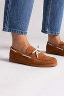 Suede Loafers with Two - Tone Laces - Camel Suede - thefashionproject.gr - MARQUIIZ