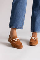 Suede Loafers with Two - Tone Laces - Camel Suede - thefashionproject.gr - MARQUIIZ