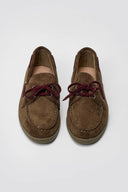 Suede Loafers with Two - Tone Laces - Olive Suede - thefashionproject.gr - MARQUIIZ