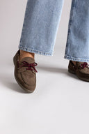 Suede Loafers with Two - Tone Laces - Olive Suede - thefashionproject.gr - MARQUIIZ