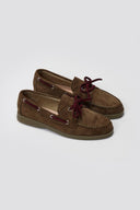 Suede Loafers with Two - Tone Laces - Olive Suede - thefashionproject.gr - MARQUIIZ