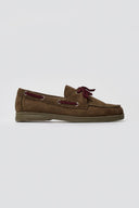 Suede Loafers with Two - Tone Laces - Olive Suede - thefashionproject.gr - MARQUIIZ