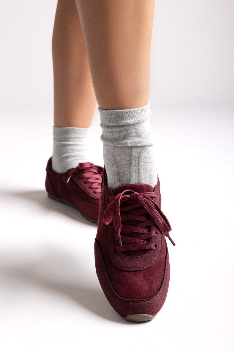 Suede Low - Top Sneakers - Burgundy Suede - thefashionproject.gr - Ideal shoes