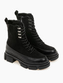 Suede ορειβατικά μποτάκια με chunky σόλα - Μαύρο - thefashionproject.gr - The Fashion Project