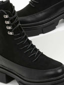 Suede ορειβατικά μποτάκια με chunky σόλα - Μαύρο - thefashionproject.gr - The Fashion Project