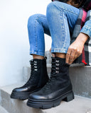 Suede ορειβατικά μποτάκια με chunky σόλα - Μαύρο - thefashionproject.gr - The Fashion Project