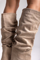 Suede Pointed Boots with Kitten Heel - Taupe Suede - thefashionproject.gr - MARQUIIZ