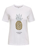 T-shirt με ανανά ONLY 15346726 - Λευκό - thefashionproject.gr - ONLY - 23815001003