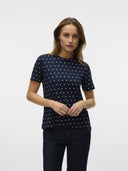 T-shirt πουά Vero Moda 10322565 - Μπλε σκούρο - thefashionproject.gr - VERO MODA