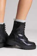 Texture Lace - Up Combat Boots Xti 144389 - Black Snake Patern - thefashionproject.gr - Xti Footwear