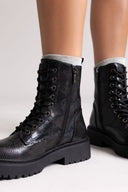 Texture Lace - Up Combat Boots Xti 144389 - Black Snake Patern - thefashionproject.gr - Xti Footwear