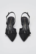 TFP Pointed Slingback Pumps with Kitten Heel - Black Suede - thefashionproject.gr - TFP