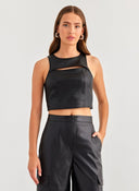 Τοπ δερματίνη με cut out Only 15307168 - Μαύρο - thefashionproject.gr - ONLY - 19865002003