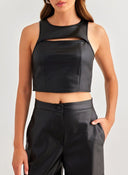 Τοπ δερματίνη με cut out Only 15307168 - Μαύρο - thefashionproject.gr - ONLY - 19865002003
