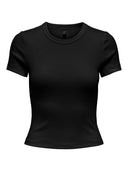 Τοπ κοντομάνικο ριμπ ONLY 15339774 - Μαύρο - thefashionproject.gr - ONLY