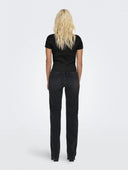 Τοπ κοντομάνικο ριμπ ONLY 15339774 - Μαύρο - thefashionproject.gr - ONLY