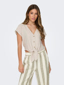 Τοπ με δέσιμο και κουμπιά ONLY 15322270 - Μπεζ - thefashionproject.gr - ONLY - 23809003003