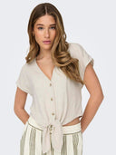 Τοπ με δέσιμο και κουμπιά ONLY 15322270 - Μπεζ - thefashionproject.gr - ONLY - 23809003003
