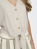 Τοπ με δέσιμο και κουμπιά ONLY 15322270 - Μπεζ - thefashionproject.gr - ONLY - 23809003003