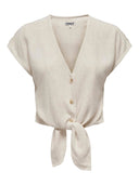 Τοπ με δέσιμο και κουμπιά ONLY 15322270 - Μπεζ - thefashionproject.gr - ONLY - 23809003003