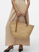 Τσάντα ψάθινη παραλίας Vero Moda 10313996 - Μπεζ - thefashionproject.gr - VERO MODA